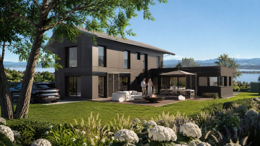 Rendu 3D d'une villa contemporaine à Allinges en Haute-Savoie